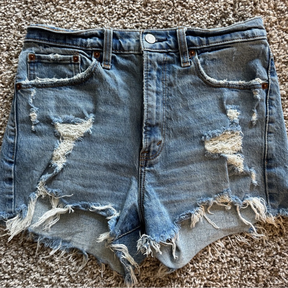 Abercrombie & Fitch Blue Jean Shorts Distressed Frayed Hem